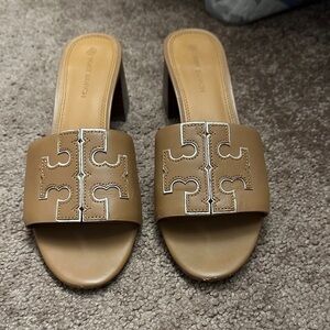 Tory Burch Brown Logo Mules
